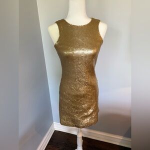 Daniel & Rebecca Gold Matte Sequin Dress